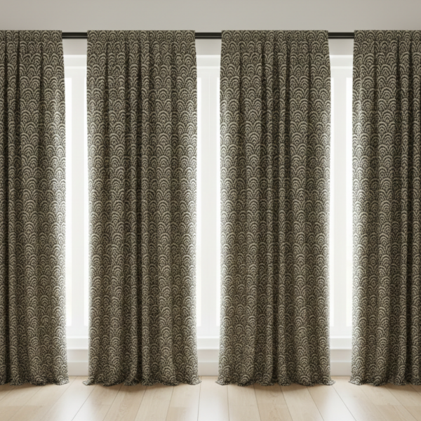 Vitray Desen Siyah Bal Rengi Döşemelik Kumaş