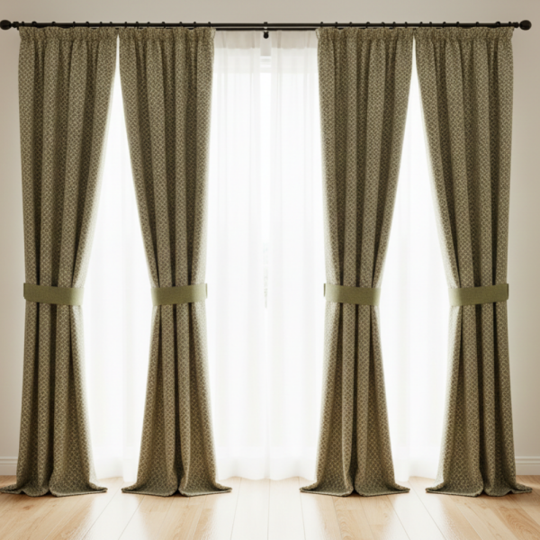 Petek Desen Siyah Bal Rengi Döşemelik Kumaş