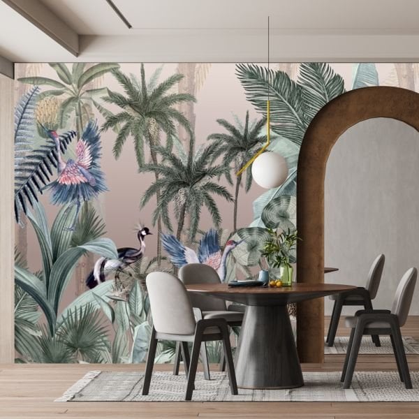 Turna Kuşları Muz Ağaçları Duvar Kağıdı