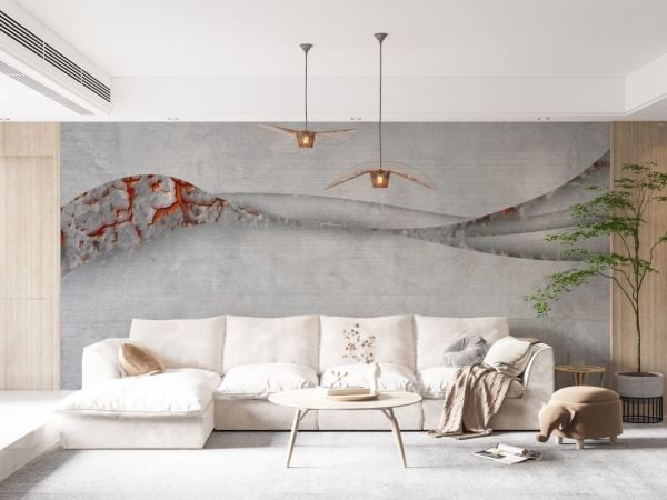 Beton Görünümlü Geometrik Desen Duvar Kağıdı