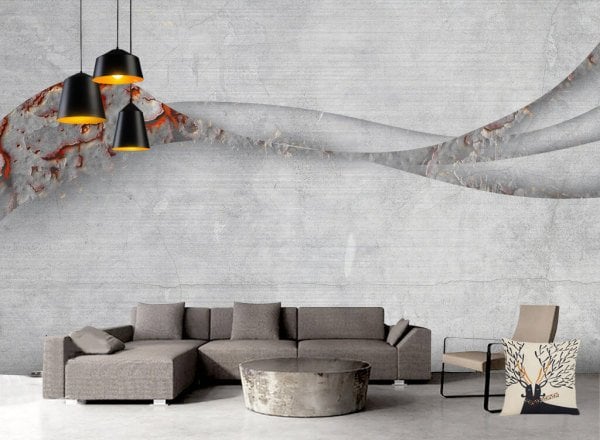 Beton Görünümlü Geometrik Desen Duvar Kağıdı