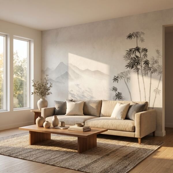 Zen Bambu Silüeti Duvar Kağıdı