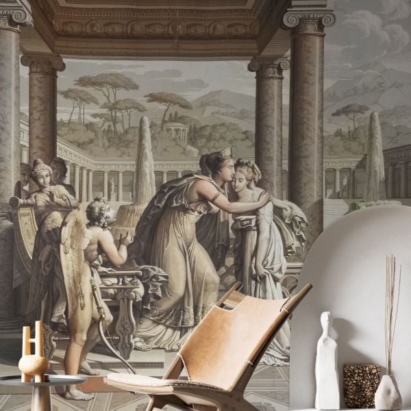 Tarihi Avluda Anne Kız Ve Melekler Duvar Kağıdı