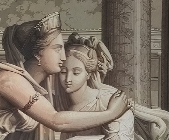 Tarihi Avluda Anne Kız Ve Melekler Duvar Kağıdı