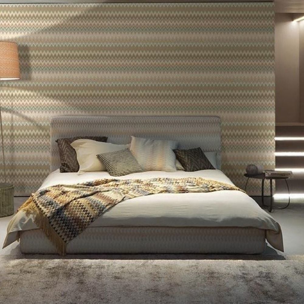 Missoni Home Zig Zag Gri Beyaz Duvar Kağıdı