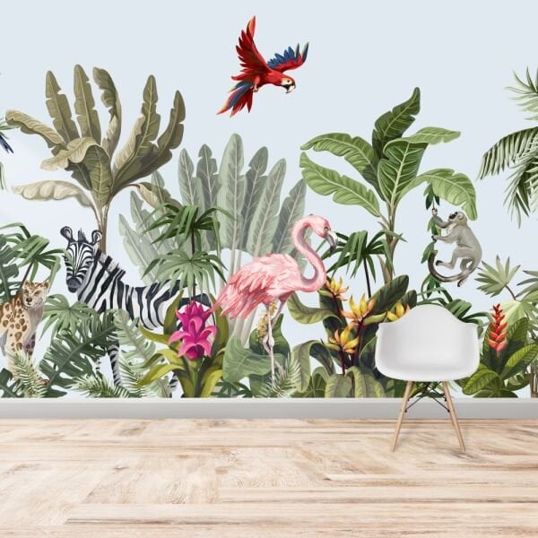 Filamingo Zebra Aslan Sevimli Hayvanlar Duvar Kağıdı