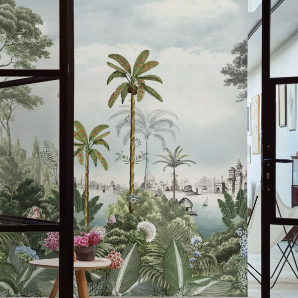 Tropik Ağaçlar İçinde Deniz Saray Duvar Panosu