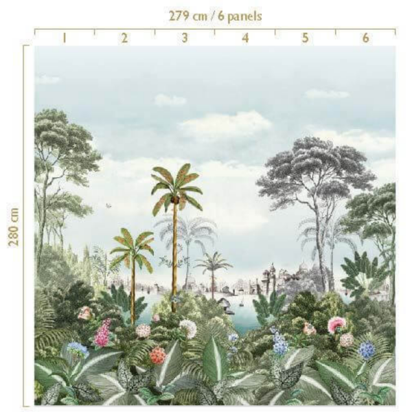 Tropik Ağaçlar İçinde Deniz Saray Duvar Panosu