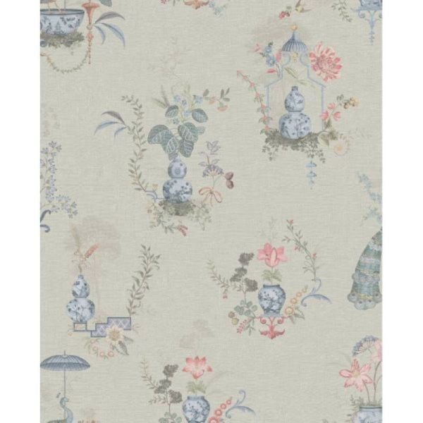 Pip Studio 6 Koleksiyonu Ceramic Garden Oriental Foliage Duvar Kağıdı