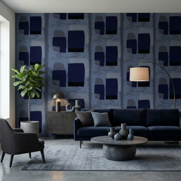 Geometrik Desen Krem ve Koyu Ton Duvar Panosu Koyu Renk 309004