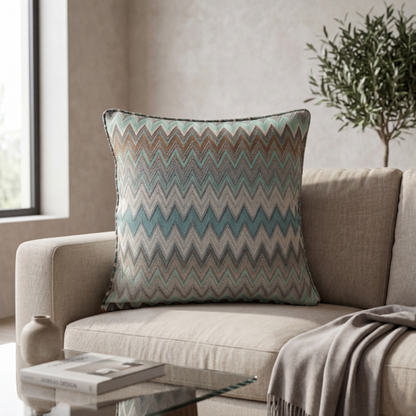 Zigzag Desenli Dokuma Dekoratif Yastık Kırlent