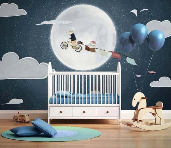 Dolunayda Çalışkan Bisikletli Tilki Duvar Kağıdı