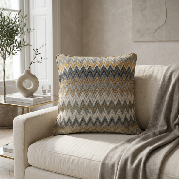 Zigzag Desenli Dokuma Dekoratif Yastık Kırlent