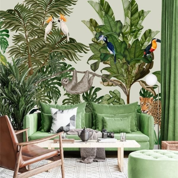 Sevimli Miskin Hayvan Ve Papağanlar Duvar Kağıdı