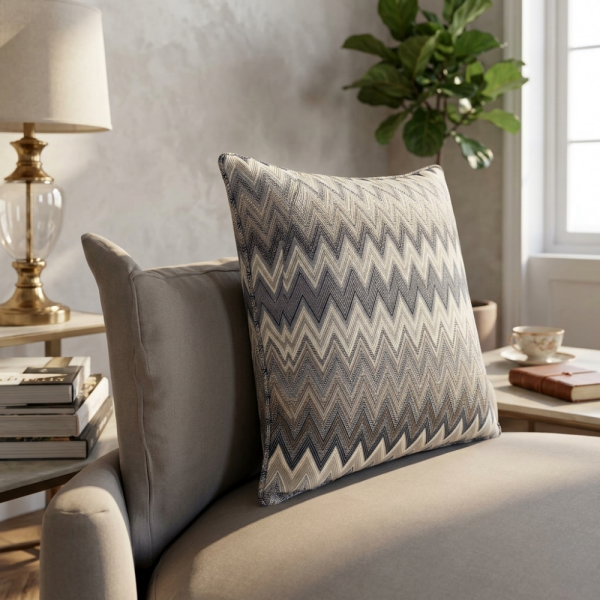 Zigzag Desenli Dokuma Dekoratif Yastık Kırlent