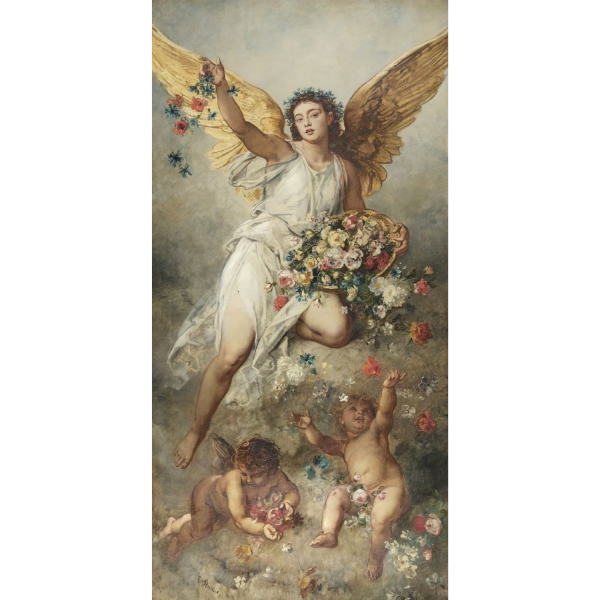 Minik Melekler Ve Anneleri Çiçekler İçinde Duvar Kağıdı