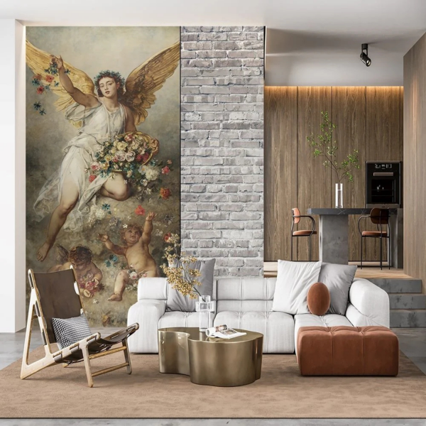 Minik Melekler Ve Anneleri Çiçekler İçinde Duvar Kağıdı