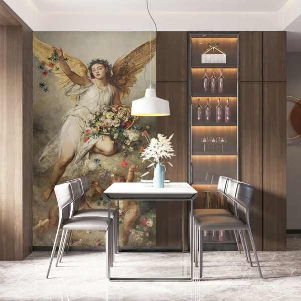 Minik Melekler Ve Anneleri Çiçekler İçinde Duvar Kağıdı