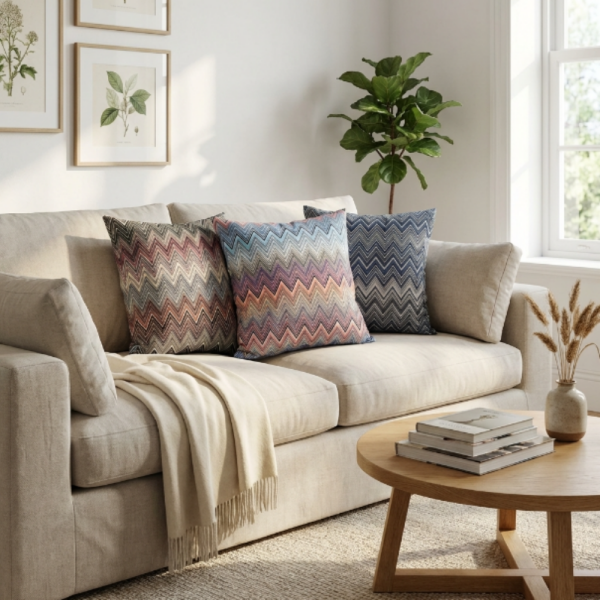 Zigzag Desen Renkli Yastık