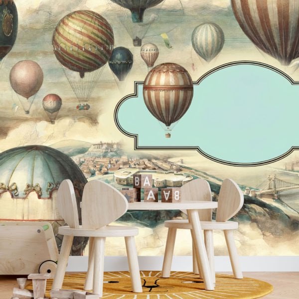 Uva Çoçuk Grubu Soft Renkli Uçan Balonlar Duvar Kağıdı