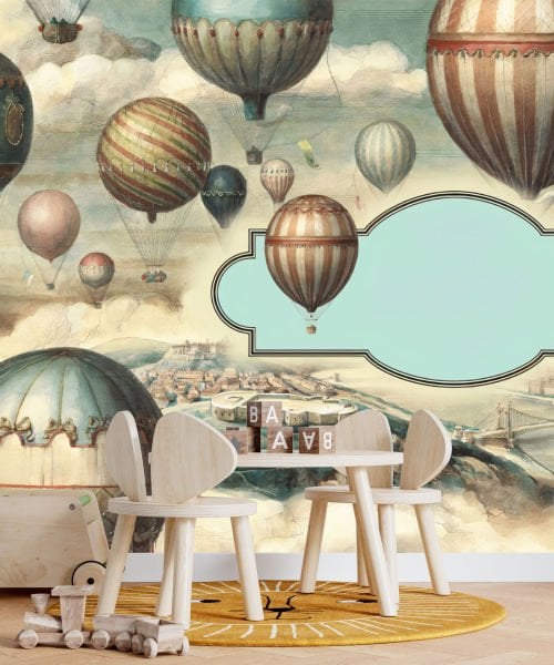 Uva Çoçuk Grubu Soft Renkli Uçan Balonlar Duvar Kağıdı