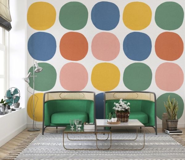 Renkli Daireler Geometrik Duvar Kağıdı