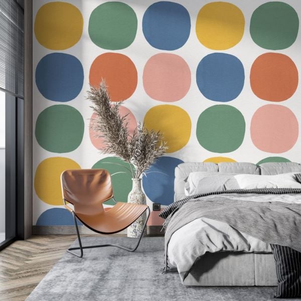 Renkli Daireler Geometrik Duvar Kağıdı