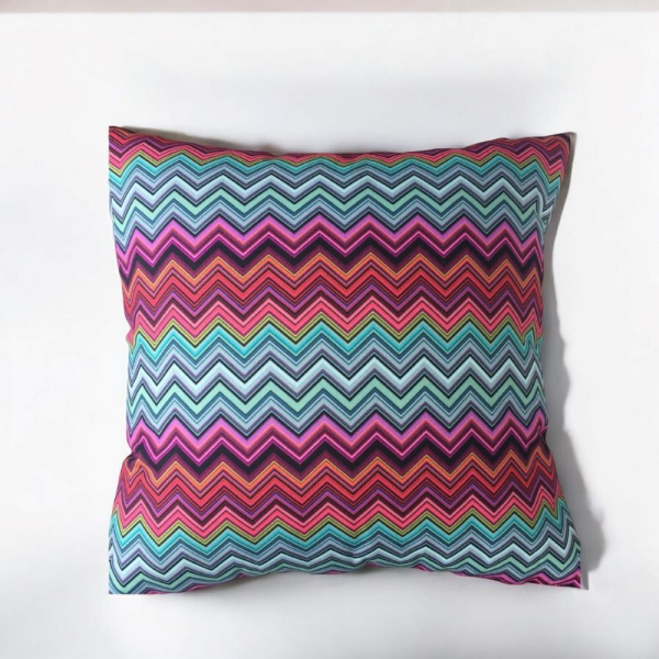 Zigzaglı Mavi Bordo Renk Tonları Kırlent