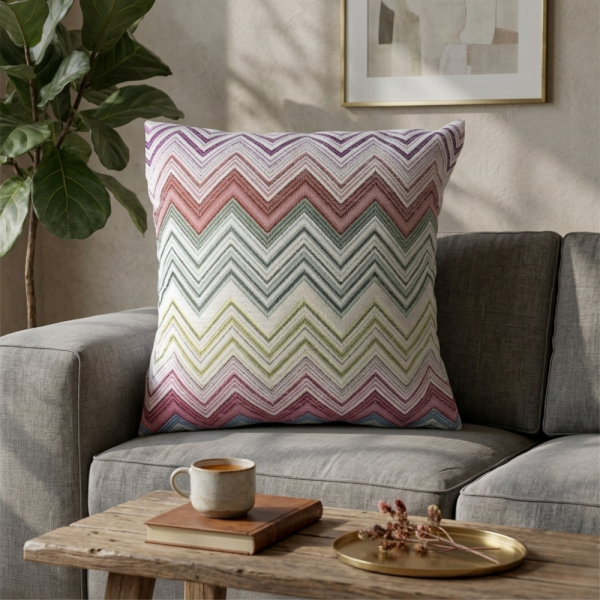 Zigzag Desenli Renkli Kırlent