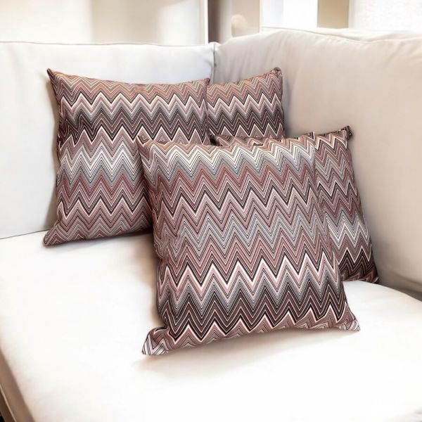 Zigzag Desenli Mürdüm Tonları Kırlent