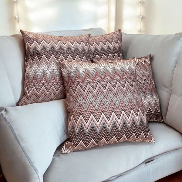 Zigzag Desenli Mürdüm Tonları Kırlent