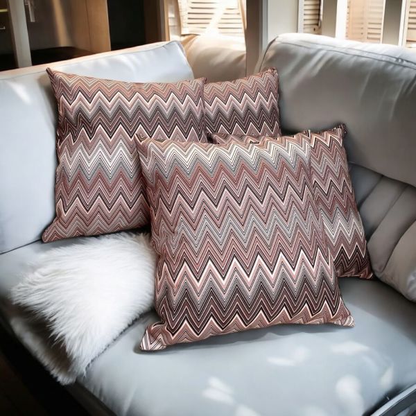 Zigzag Desenli Mürdüm Tonları Kırlent