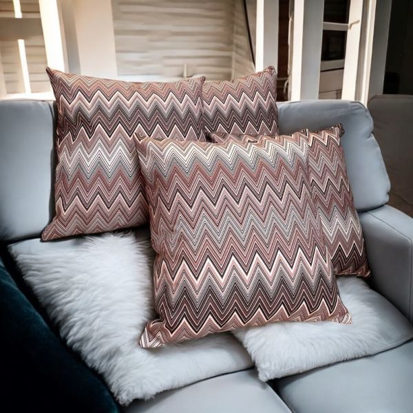 Zigzag Desenli Mürdüm Tonları Kırlent