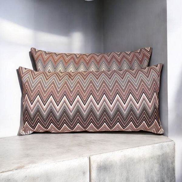 Zigzag Desenli Mürdüm Tonları Yastık Bel Yastığı