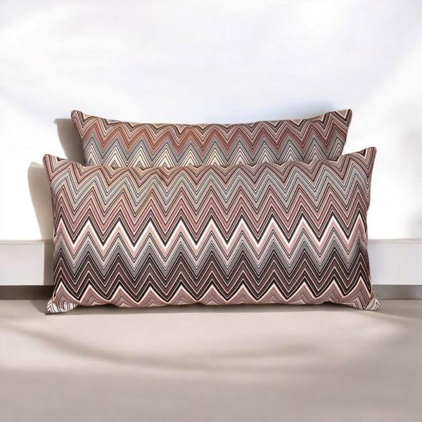 Zigzag Desenli Mürdüm Tonları Yastık Bel Yastığı