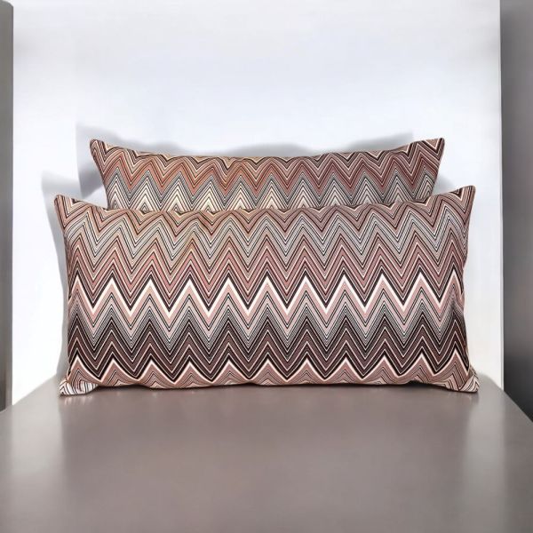 Zigzag Desenli Mürdüm Tonları Yastık Bel Yastığı