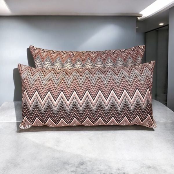 Zigzag Desenli Mürdüm Tonları Yastık Bel Yastığı