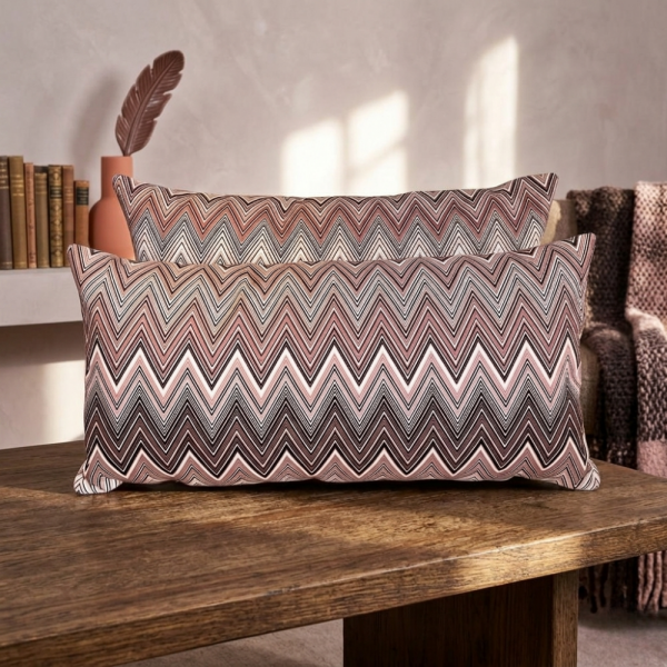 Zigzag Desenli Mürdüm Tonları Yastık Bel Yastığı