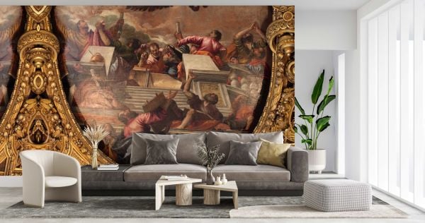 Gold İşleme Sütunlar Eski Zamanlar Tasarım Duvar Kağıdı