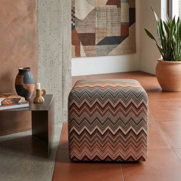 Zigzag Desenli Kare Puf