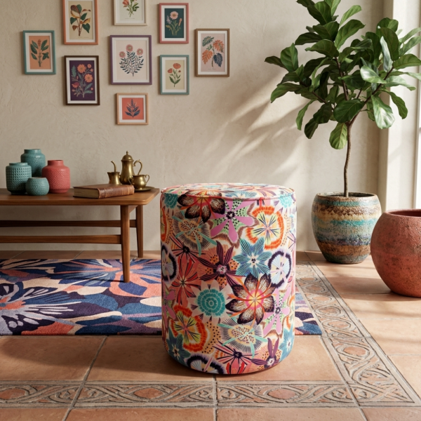 Renkli Çiçekler Yaz Renkleri Puf