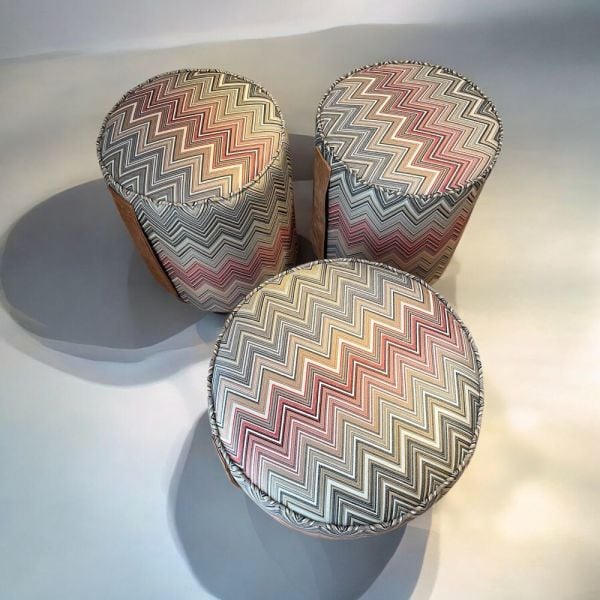 Zigzag Desenli Deri Saplı Puf