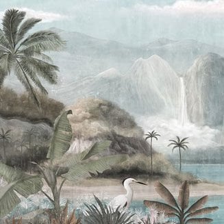 Dağlar Şelaleler Egzotik Orman Duvar Kağıdı