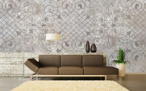 Kahve Tonlarda Eskitme Etnik Desen Duvar Kağıdı