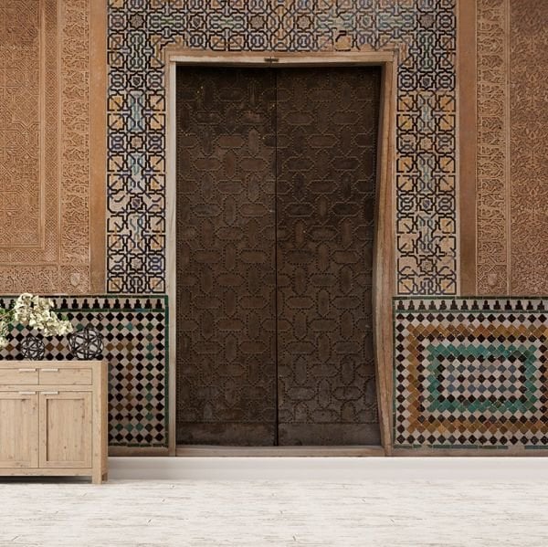 Tarihi Bakır İşleme Üç Boyutlu Kapı Duvar Kağıdı WL Mat Dokulu (Genel Alan Uyumlu) 250 Gram