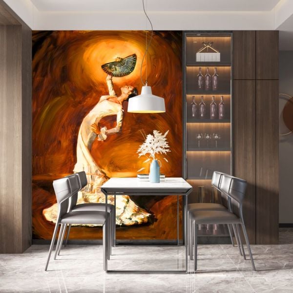 Yağlı Boya Çizim İspanyol Kadın Tasarım Duvar Kağıdı