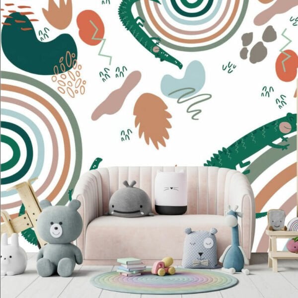 Şirin Timsahlar Ve Gökkuşağı Duvar Kağıdı