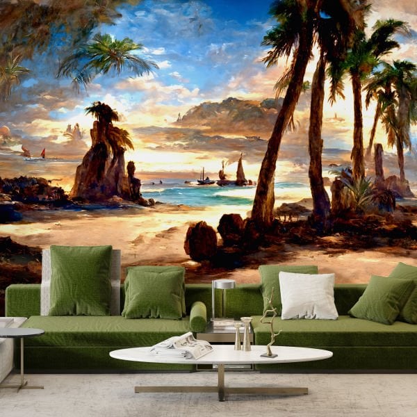 Ada Muz Ağaçları Gemiler Duvar Kağıdı