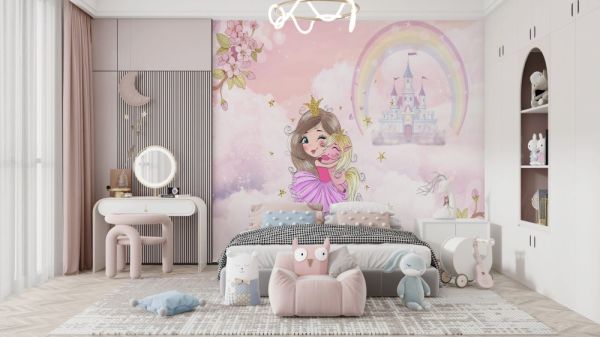 Minik Prenses Unicorn Şato Duvar Kağıdı