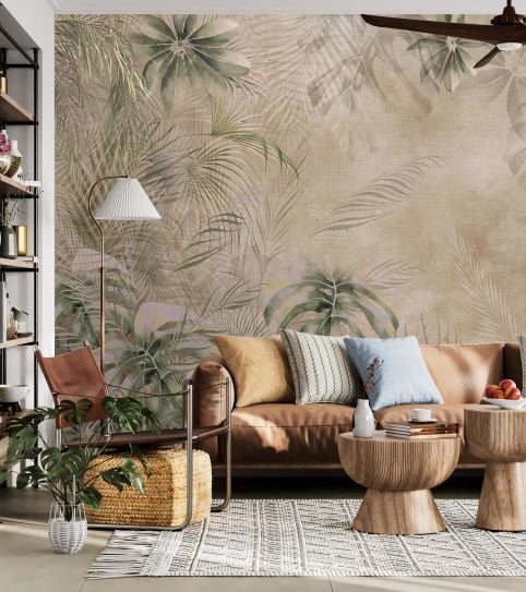 Tropik Soft Yapraklar Tasarım Duvar Kağıdı